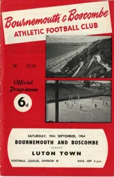 Programme: Bournemouth vs Luton Town FC (19th Sep 1964)