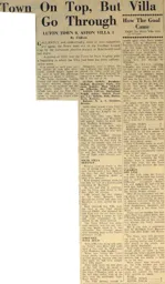 Match Report: Luton Town FC vs Aston Villa (23rd Sep 1964)