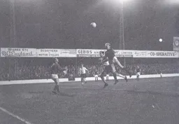 Tommy McKechnie is beaten to a high ball