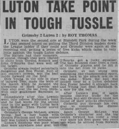 Match Report: Grimsby Town vs Luton Town FC (3rd Oct 1964)