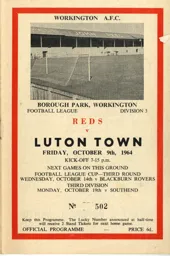 Programme: Workington vs Luton Town FC (9th Oct 1964)