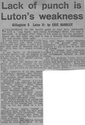 Match Report: Gillingham vs Luton Town FC (24th Oct 1964)