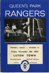 Programme: Queens Park Rangers vs Luton Town FC (6th Nov 1964)