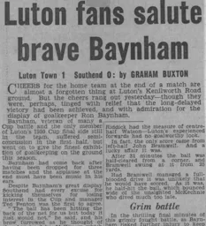 Match Report: Luton Town FC vs Southend United (14th Nov 1964)