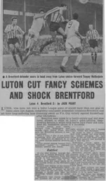 Match Report: Luton Town FC vs Brentford (12th Dec 1964)