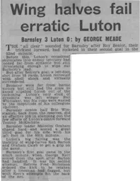 Match Report: Barnsley vs Luton Town FC (30th Jan 1965)