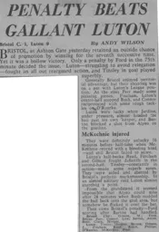 Match Report: Bristol City vs Luton Town FC (13th Mar 1965)