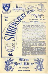 Programme: Shrewsbury Town vs Luton Town FC (26th Mar 1965)