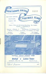 Programme: Scunthorpe United vs Luton Town FC (24th Apr 1965)