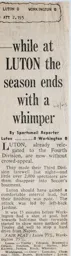 Match Report: Luton Town FC vs Workington (29th Apr 1965)