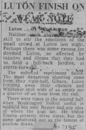 Match Report: Luton Town FC vs Workington (29th Apr 1965)