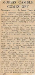 Match Report: Wrexham vs Luton Town FC (23rd Aug 1965)