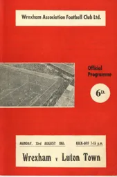 Programme: Wrexham vs Luton Town FC (23rd Aug 1965)