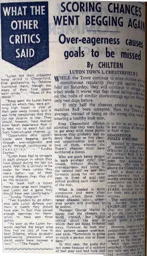 Match Report: Luton Town FC vs Chesterfield (18th Sep 1965)