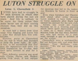 Match Report: Luton Town FC vs Chesterfield (18th Sep 1965)