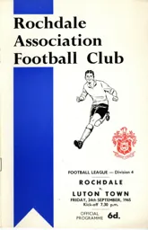 Programme: Rochdale vs Luton Town FC (24th Sep 1965)