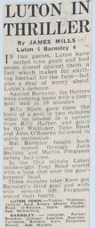 Match Report: Luton Town FC vs Barnsley (9th Oct 1965)