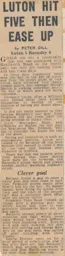Match Report: Luton Town FC vs Barnsley (9th Oct 1965)
