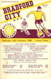 Programme: Bradford City vs Luton Town FC (16th Oct 1965)