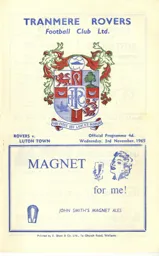 Programme: Tranmere Rovers vs Luton Town FC (3rd Nov 1965)