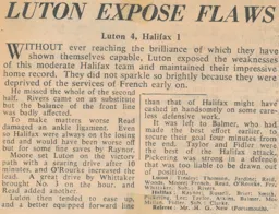 Match Report: Luton Town FC vs Halifax Town (6th Nov 1965)