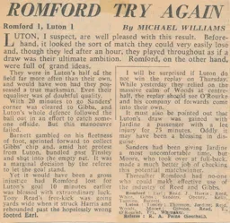Match Report: Romford vs Luton Town FC (13th Nov 1965)