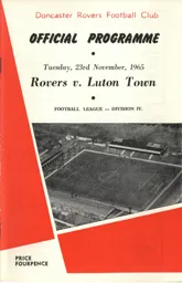 Programme: Doncaster Rovers vs Luton Town FC (23rd Nov 1965)