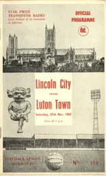 Programme: Lincoln City vs Luton Town FC (27th Nov 1965)