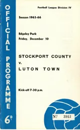 Programme: Stockport County vs Luton Town FC (10th Dec 1965)