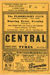 Programme: Southport vs Luton Town FC (27th Dec 1966)