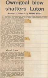 Match Report: Barnsley vs Luton Town FC (1st Jan 1966)