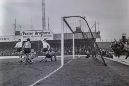 Ray Whittaker and Tony Read salute Graham French`s goal that put the Town 2-0 in front