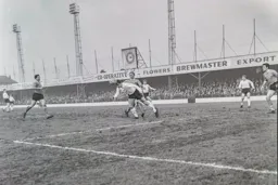 John O`Rourke gets down low to head the ball