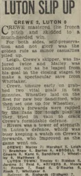 Match Report: Crewe Alexandra vs Luton Town FC (15th Jan 1966)