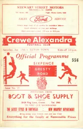 Programme: Crewe Alexandra vs Luton Town FC (15th Jan 1966)