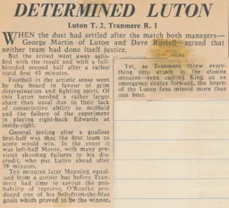 Match Report: Luton Town FC vs Tranmere Rovers (26th Mar 1966)