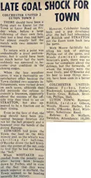 Match Report: Colchester United vs Luton Town FC (8th Apr 1966)