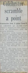 Match Report: Colchester United vs Luton Town FC (8th Apr 1966)