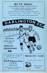 Programme: Darlington vs Luton Town FC (30th Apr 1966)