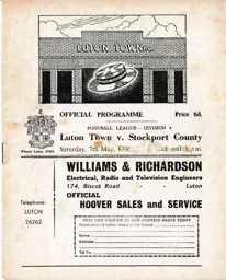 Programme: Luton Town FC vs Stockport County (7th May 1966)