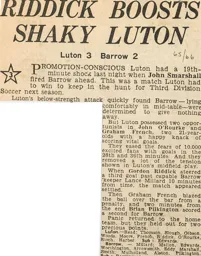 Match Report: Luton Town FC vs Barrow (19th May 1966)