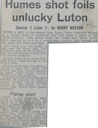 Match Report: Chester vs Luton Town FC (28th May 1966)