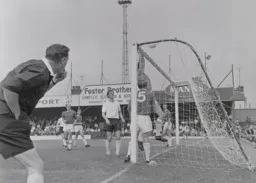 Gerry King watches the ball sail over the cross bar