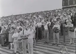 Supporters at the Kenilworth Road end await the start of the new season.
