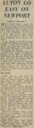 Match Report: Luton Town FC vs Newport County (3rd Sep 1966)