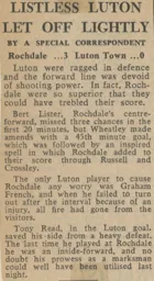 Match Report: Rochdale vs Luton Town FC (6th Sep 1966)