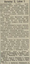 Match Report: Barnsley vs Luton Town FC (10th Sep 1966)