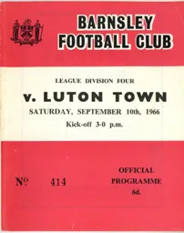 Programme: Barnsley vs Luton Town FC (10th Sep 1966)