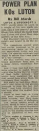 Match Report: Luton Town FC vs Stockport County (17th Sep 1966)