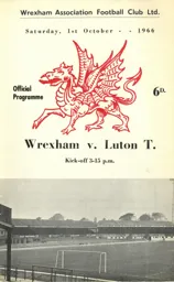 Programme: Wrexham vs Luton Town FC (1st Oct 1966)